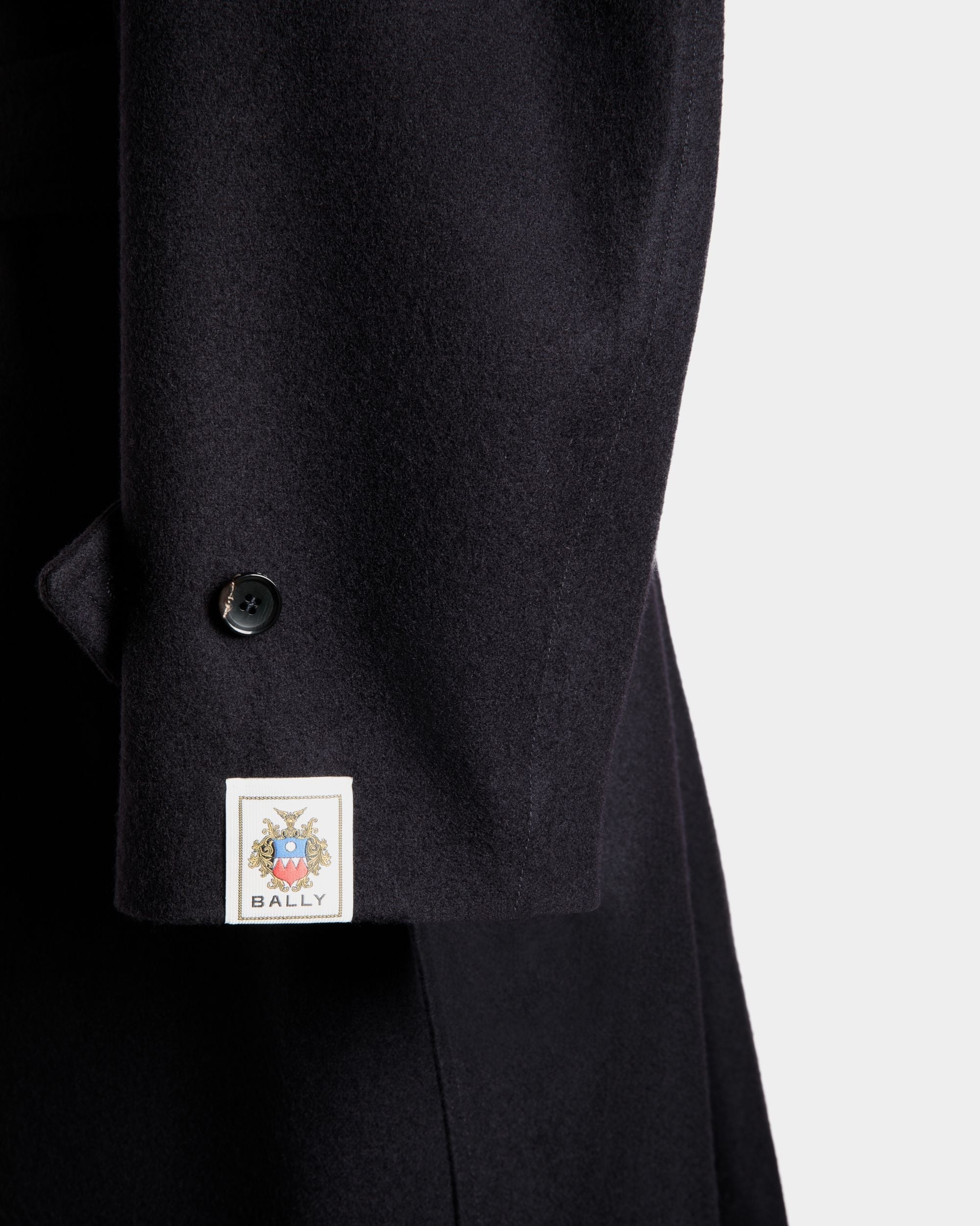 Single-breasted Coat In Navy Blue Wool Blend - Image 5