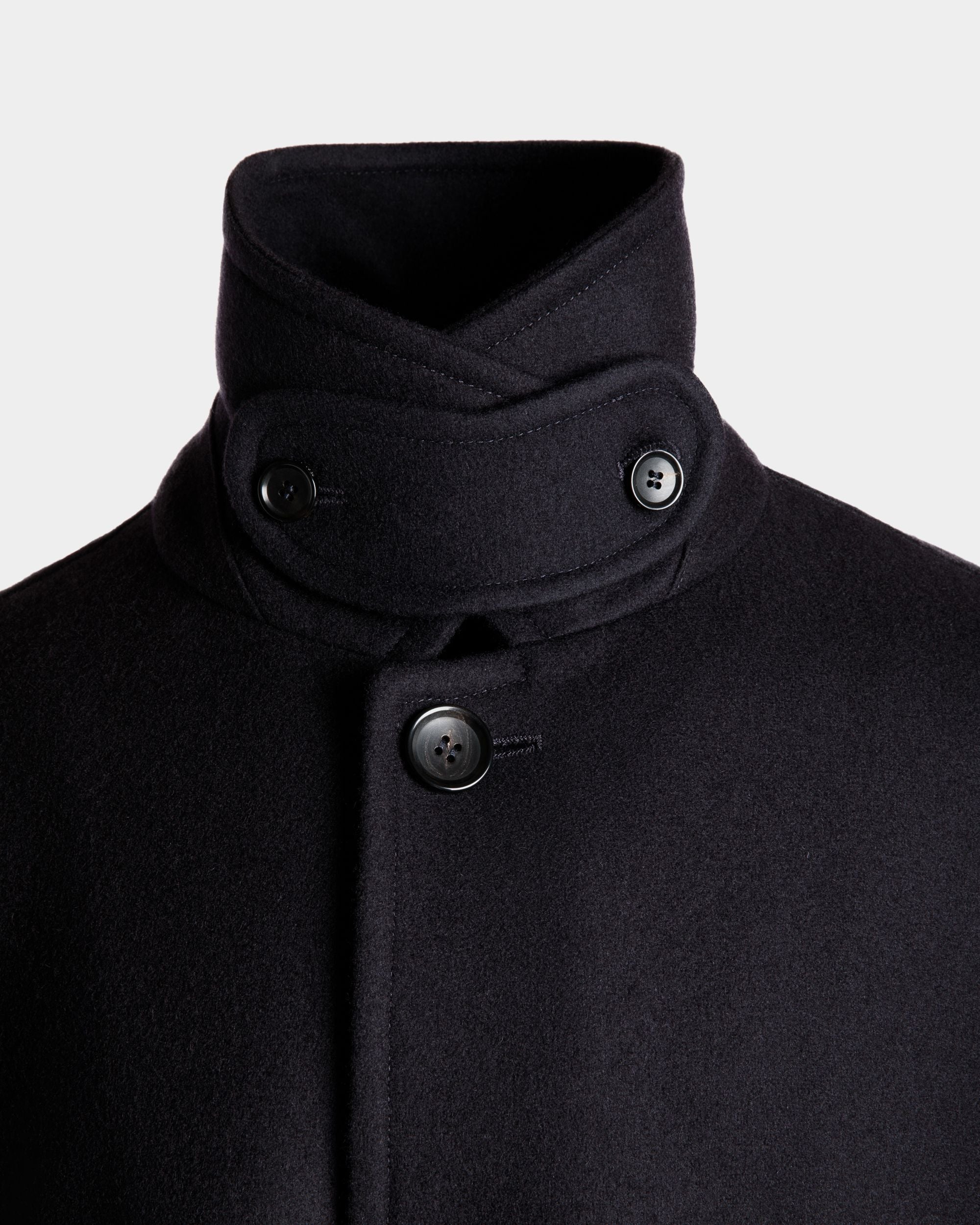 Single-breasted Coat In Navy Blue Wool Blend - Image 6