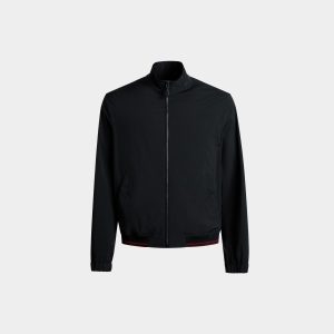 Blouson In Navy Blue Nylon