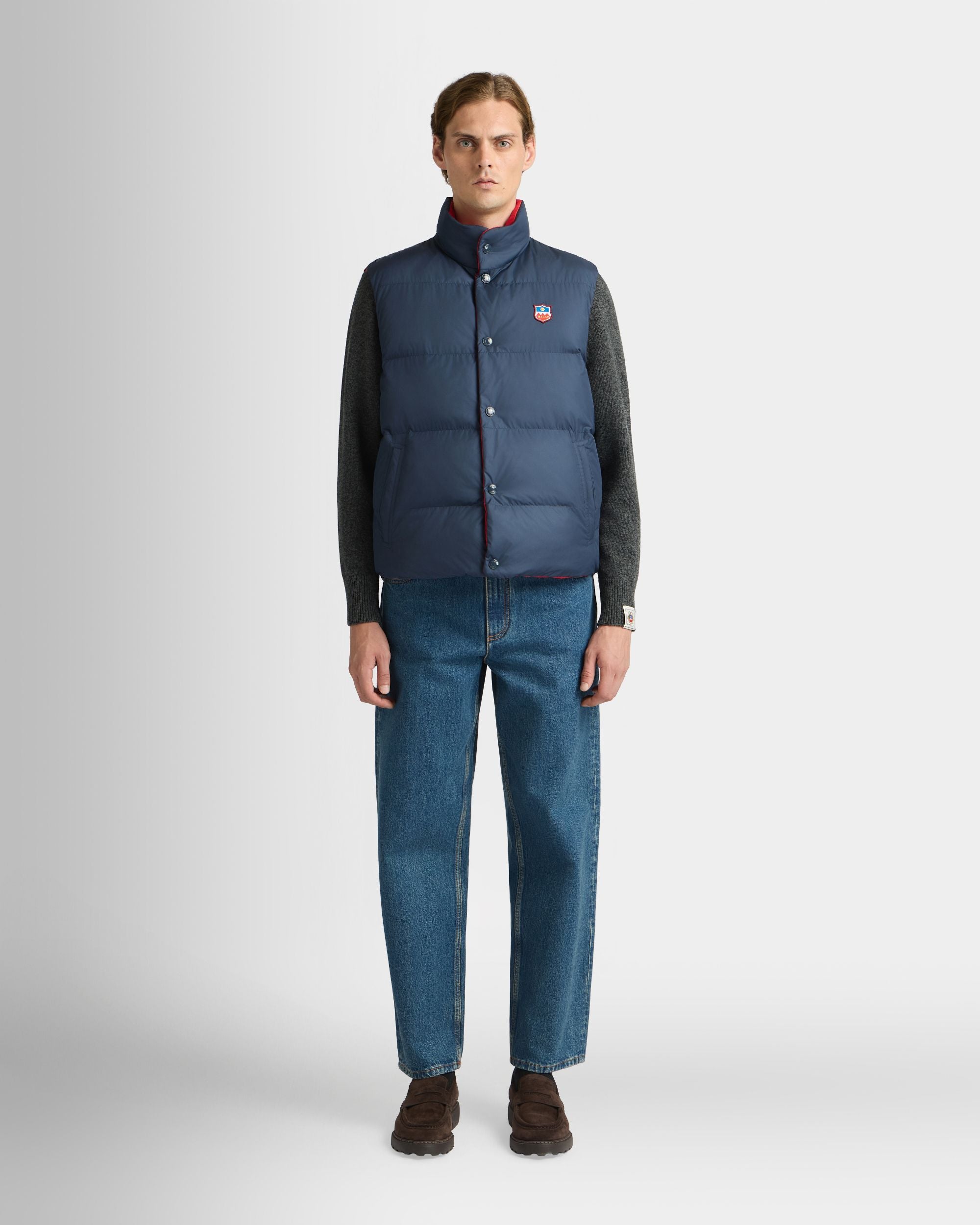 Reversible Vest in Navy Blue And Red Polyester - Image 2