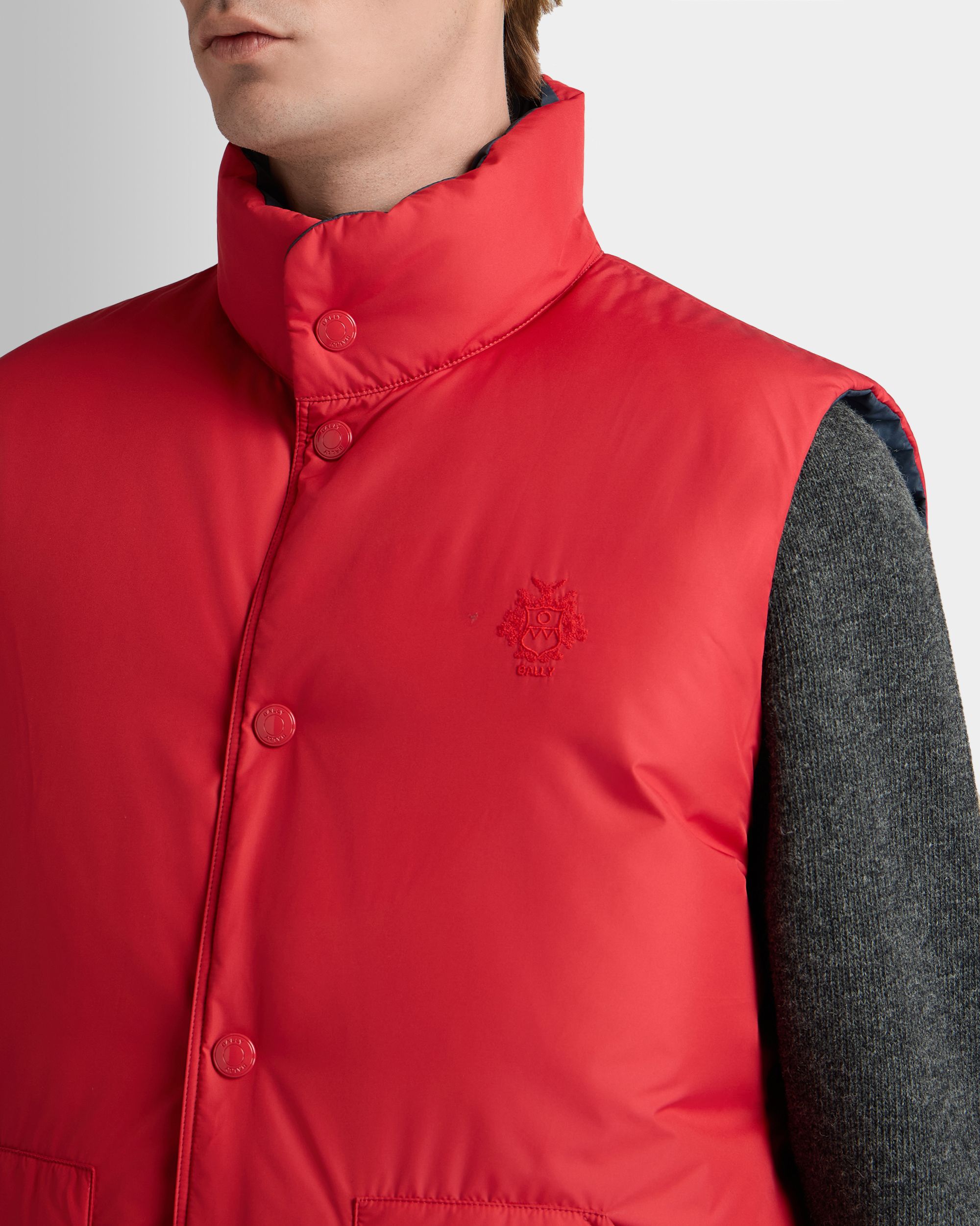 Reversible Vest in Navy Blue And Red Polyester - Image 3