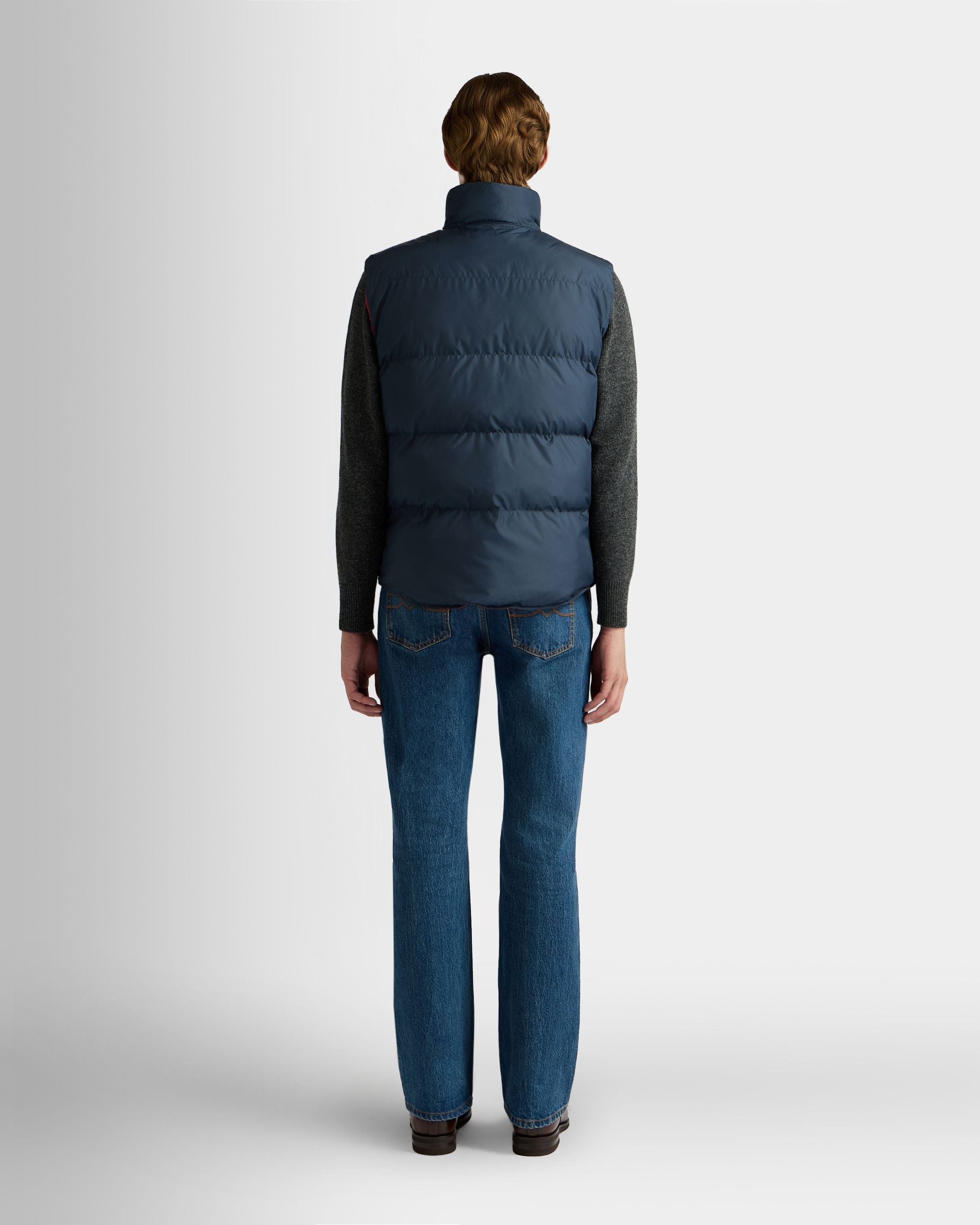 Reversible Vest in Navy Blue And Red Polyester - Image 7