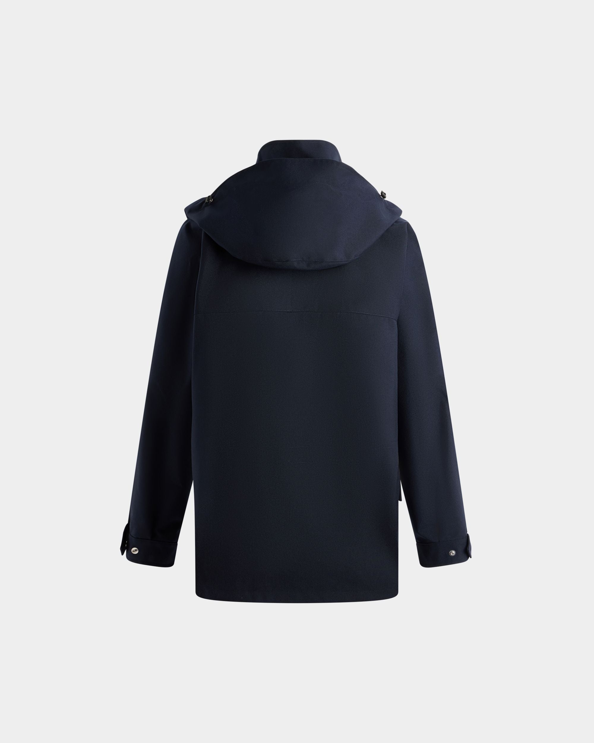 Medium Length Parka in Navy Blue Nylon - Image 7