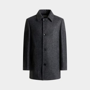 Car Coat in Dark Grey Wool