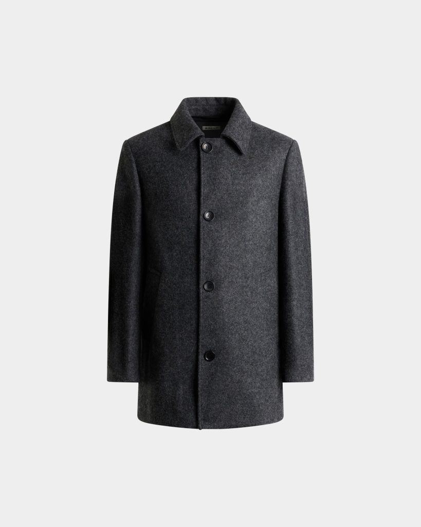 Car Coat in Dark Grey Wool
