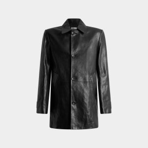 Car Coat in Black Leather
