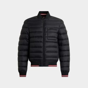 Light Puffer Jacket in Black Nylon