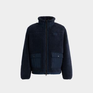 Fleece Jacket in Navy Blue Polyester