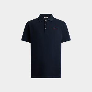 Polo Shirt in Navy Blue Cotton