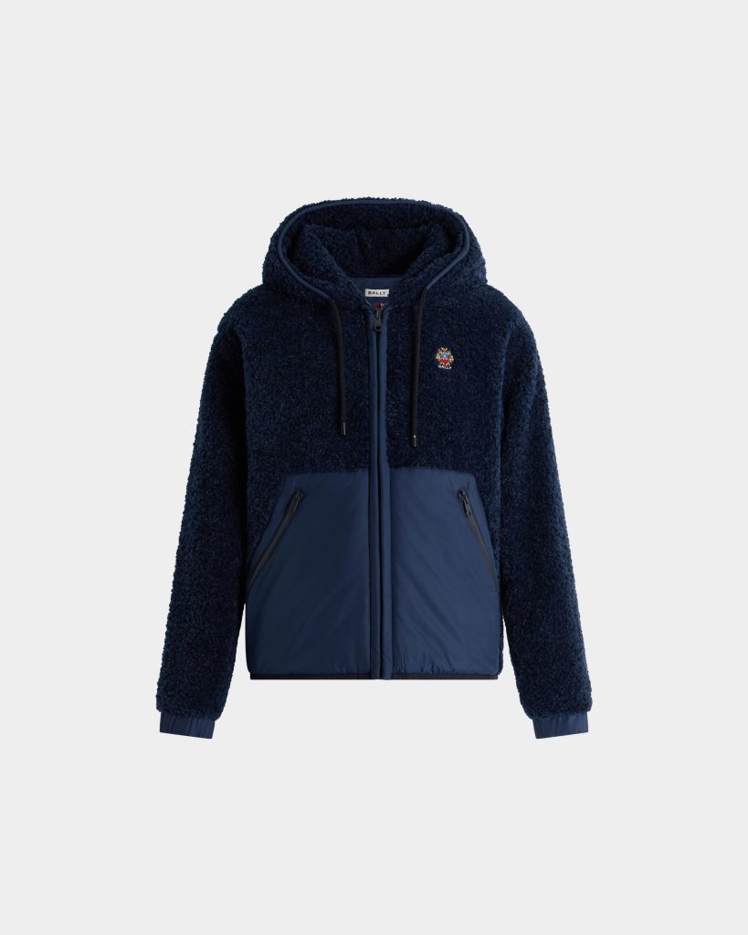 Fleece Jacket in Navy Blue Polyester