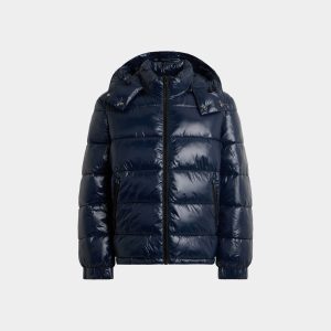 Puffer Jacket in Navy Blue Nylon