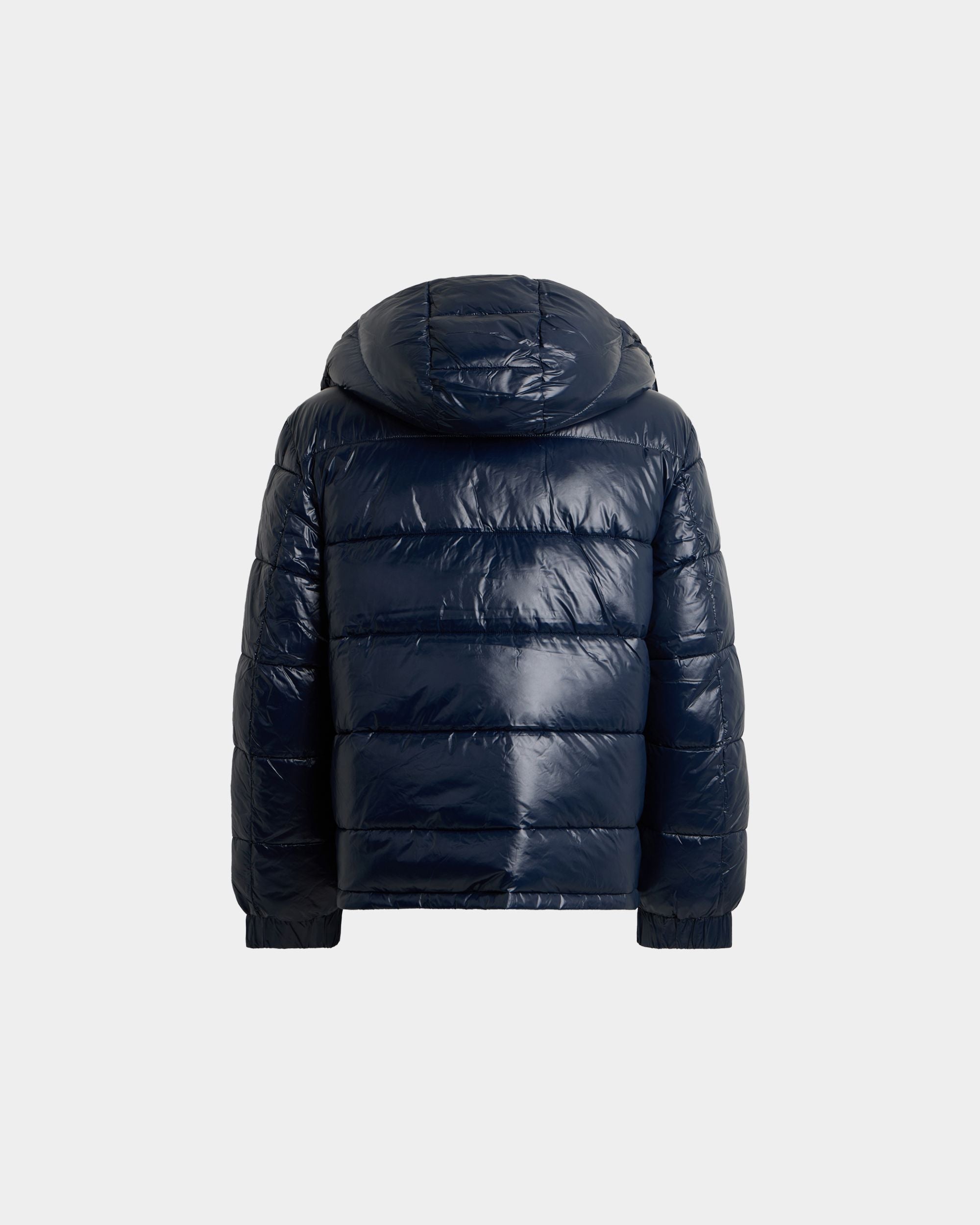 Puffer Jacket in Navy Blue Nylon - Image 3