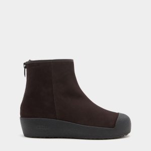Bally Curling Bootie in Ebano Suede