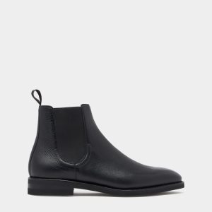 Scribe Un Bootie in Black Grained Leather