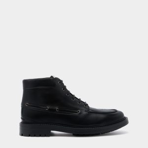 B-Lug Bootie in Black Leather