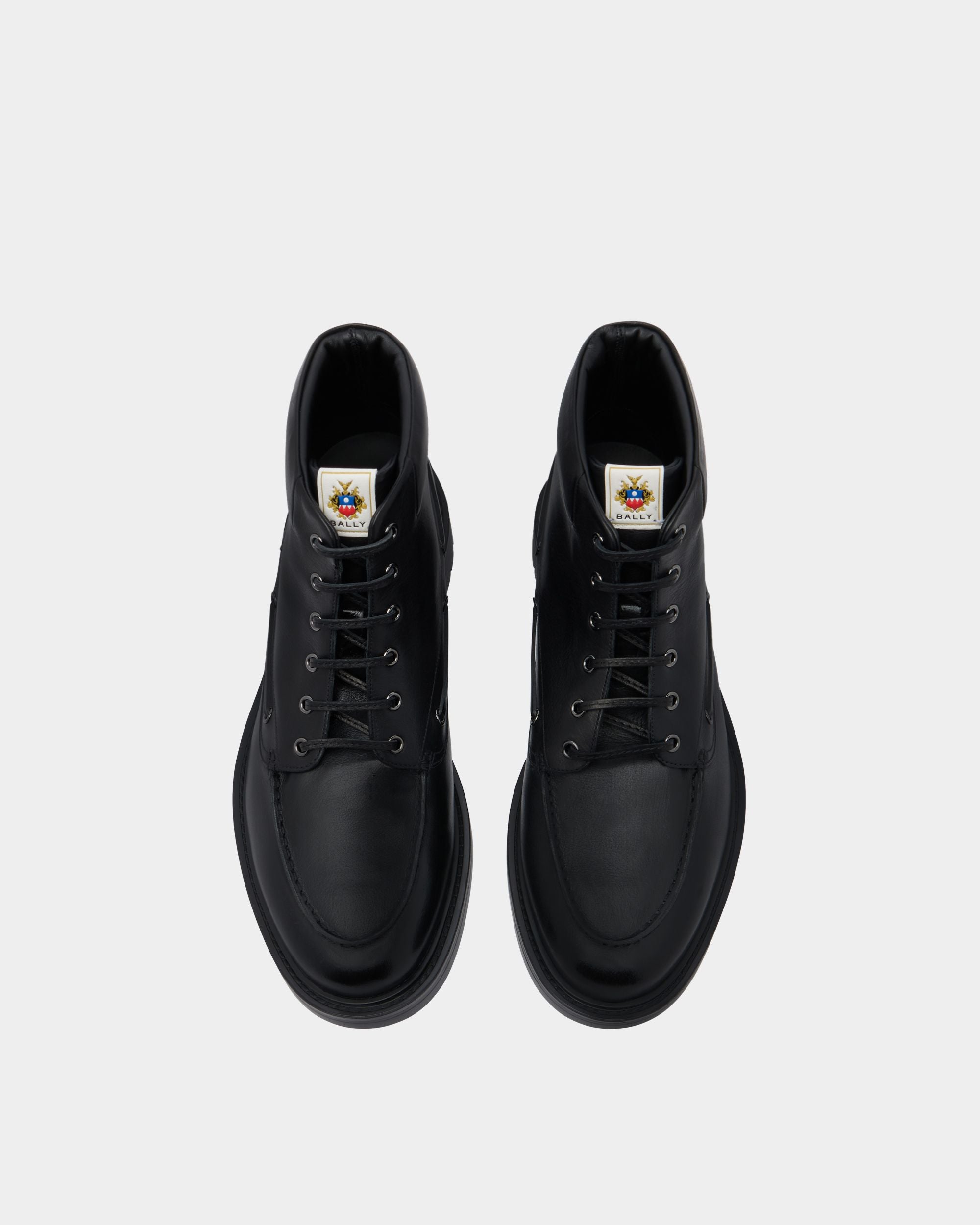 B-Lug Bootie in Black Leather - Image 4