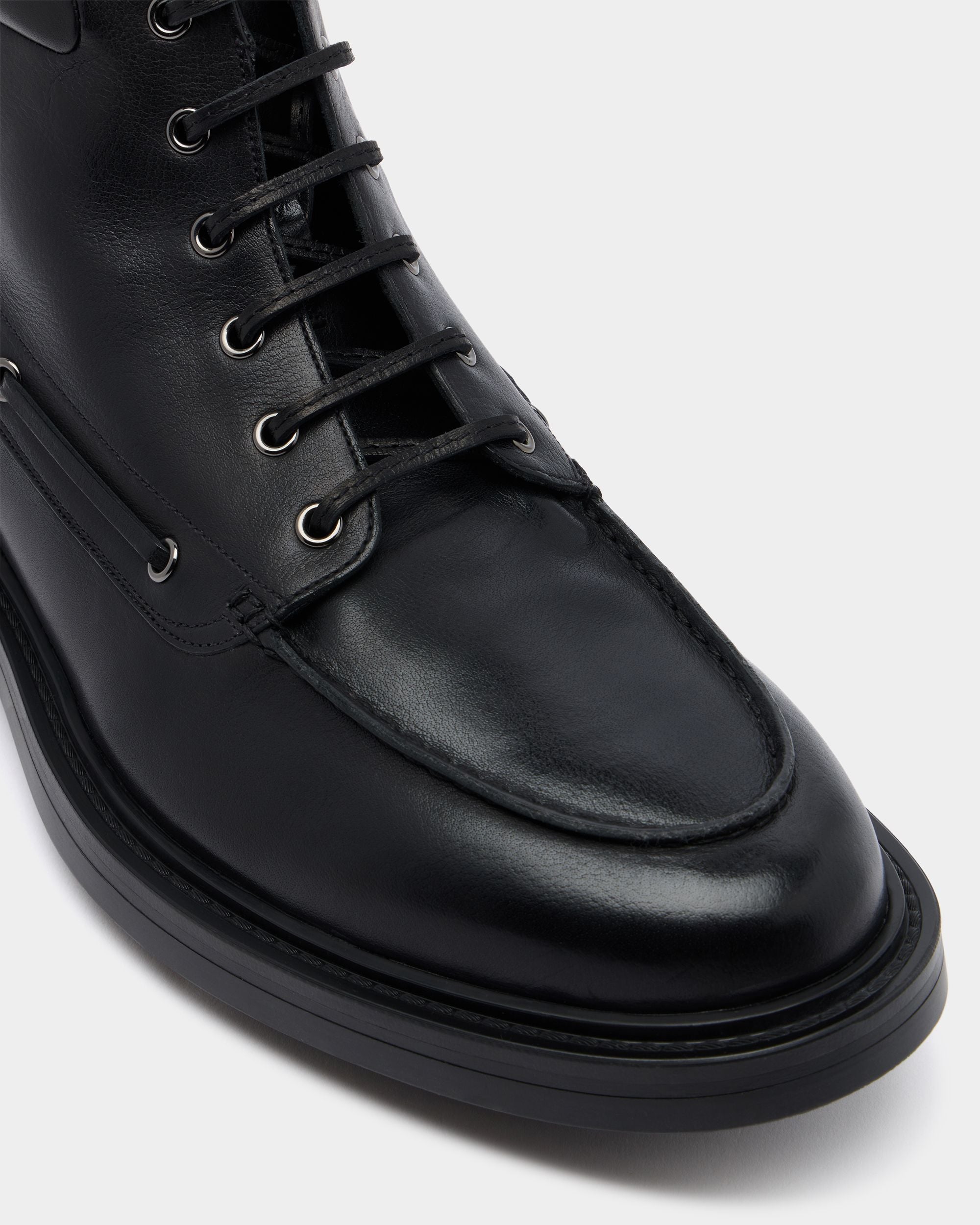 B-Lug Bootie in Black Leather - Image 5