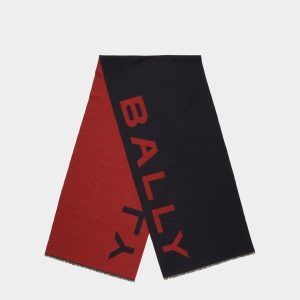 Logo Scarf In Deep Ruby And Midnight Fabric