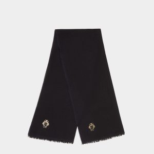 Adrien Brody Travel Collection Scarf In Navy Blue Silk And Cashmere Blend