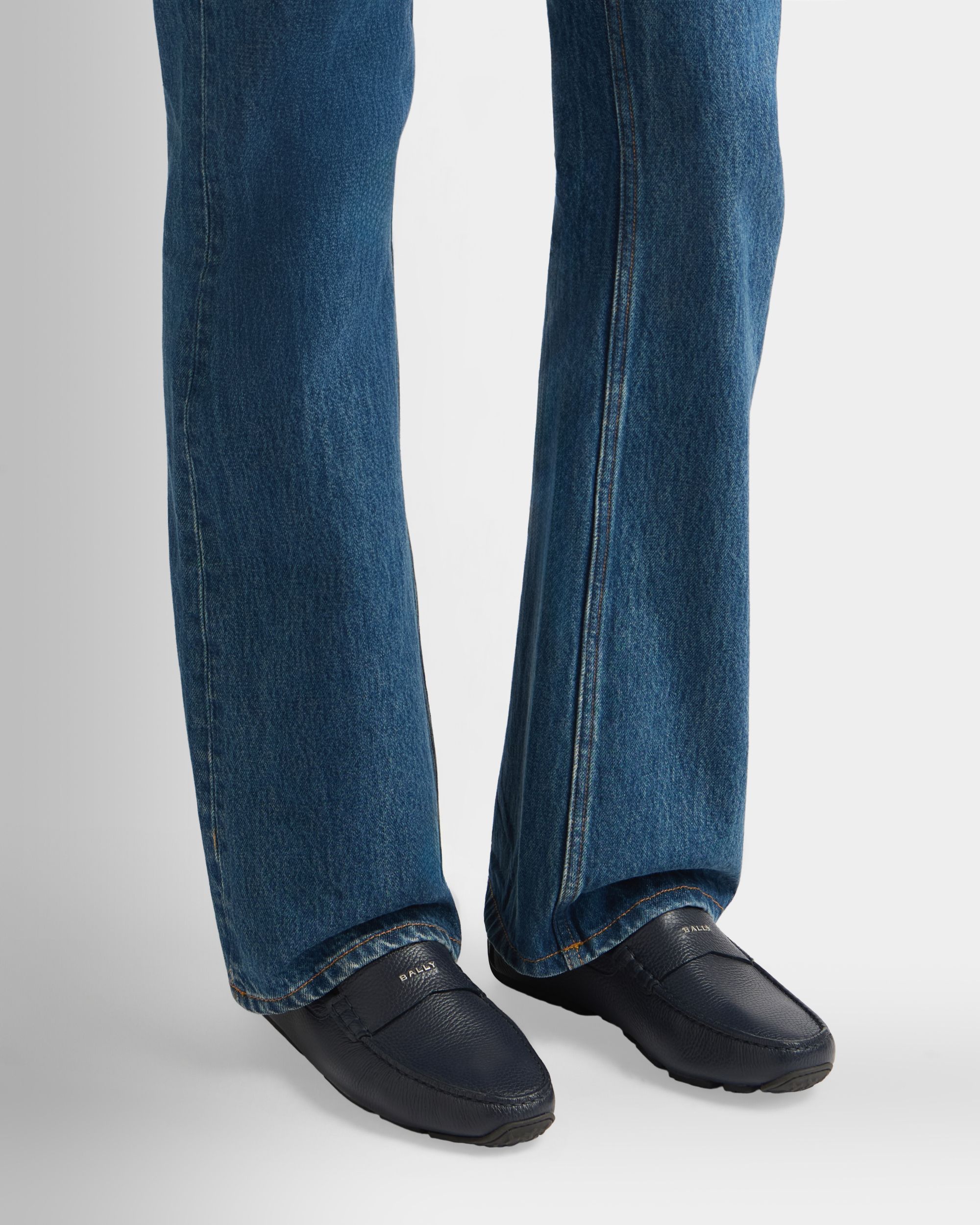 Pilot Driver in Navy Blue Leather - Image 2