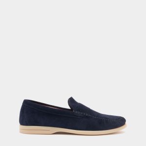 Switz Moc Moccasin in Navy Blue Suede