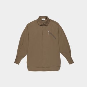 Stretch Cotton Shirt In Taupe