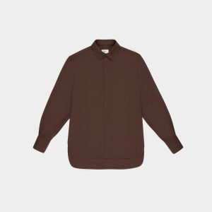 Wool Shirt In Ebony Brown