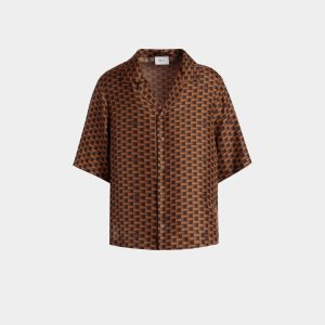 Pennant Shirt in Brown Silk