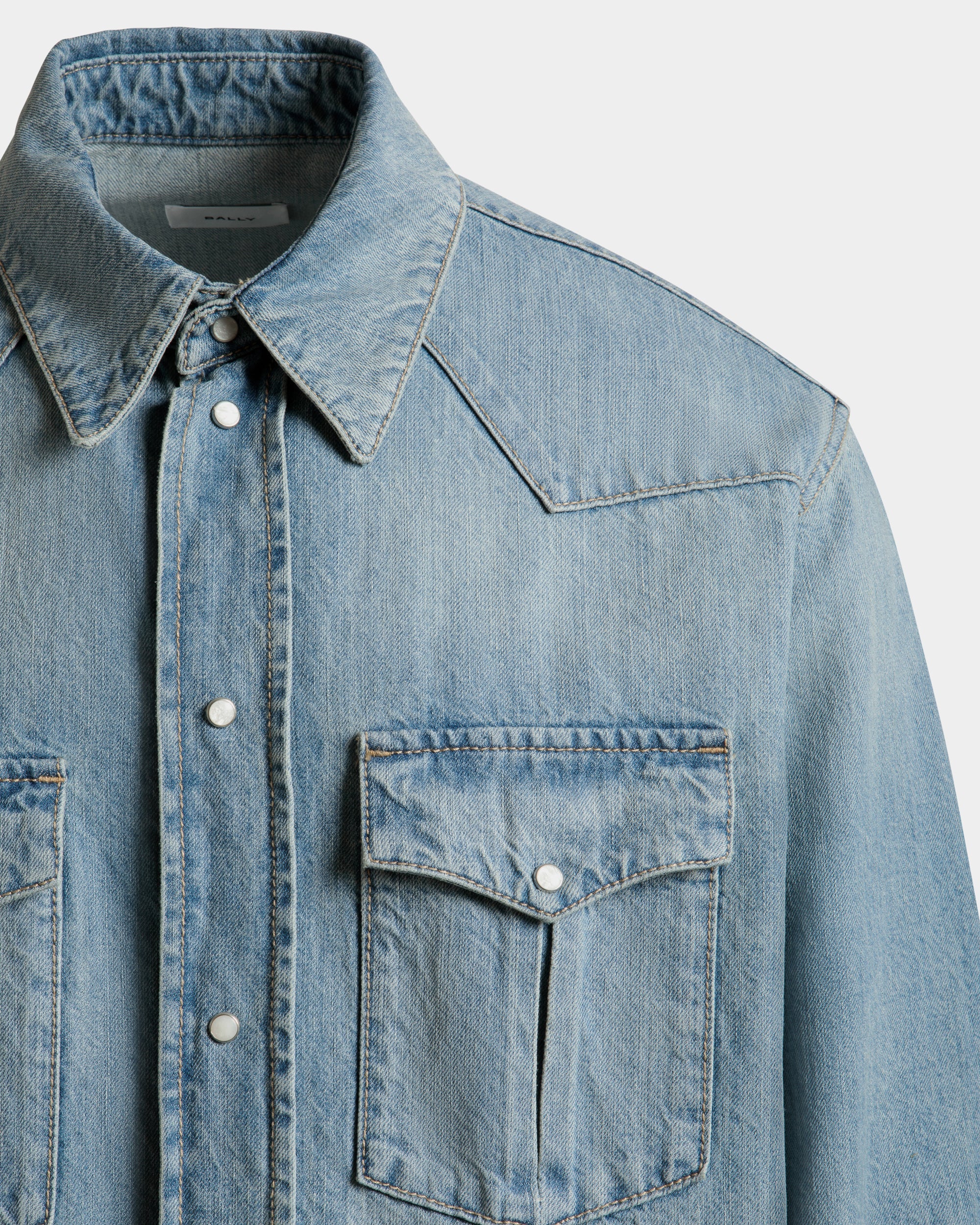 Denim Shirt in Blue Cotton - Image 2