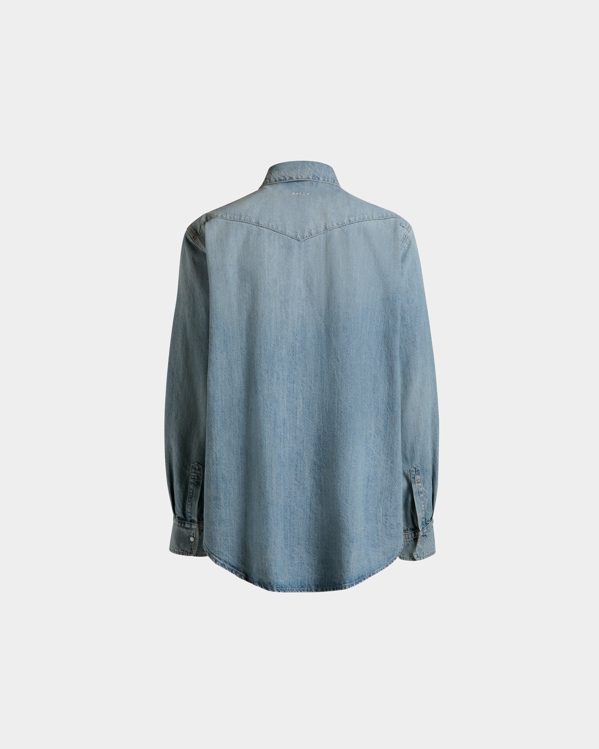 Denim Shirt in Blue Cotton - Image 3