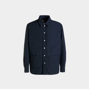 Padded Overshirt In Navy Blue Nylon