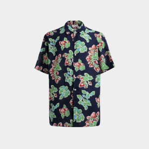 Printed Shirt in Strawberry Print Fluid Poplin