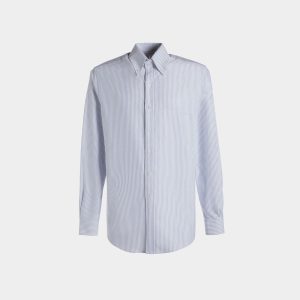 Regular Long Sleeve Shirt In Light Blue Cotton