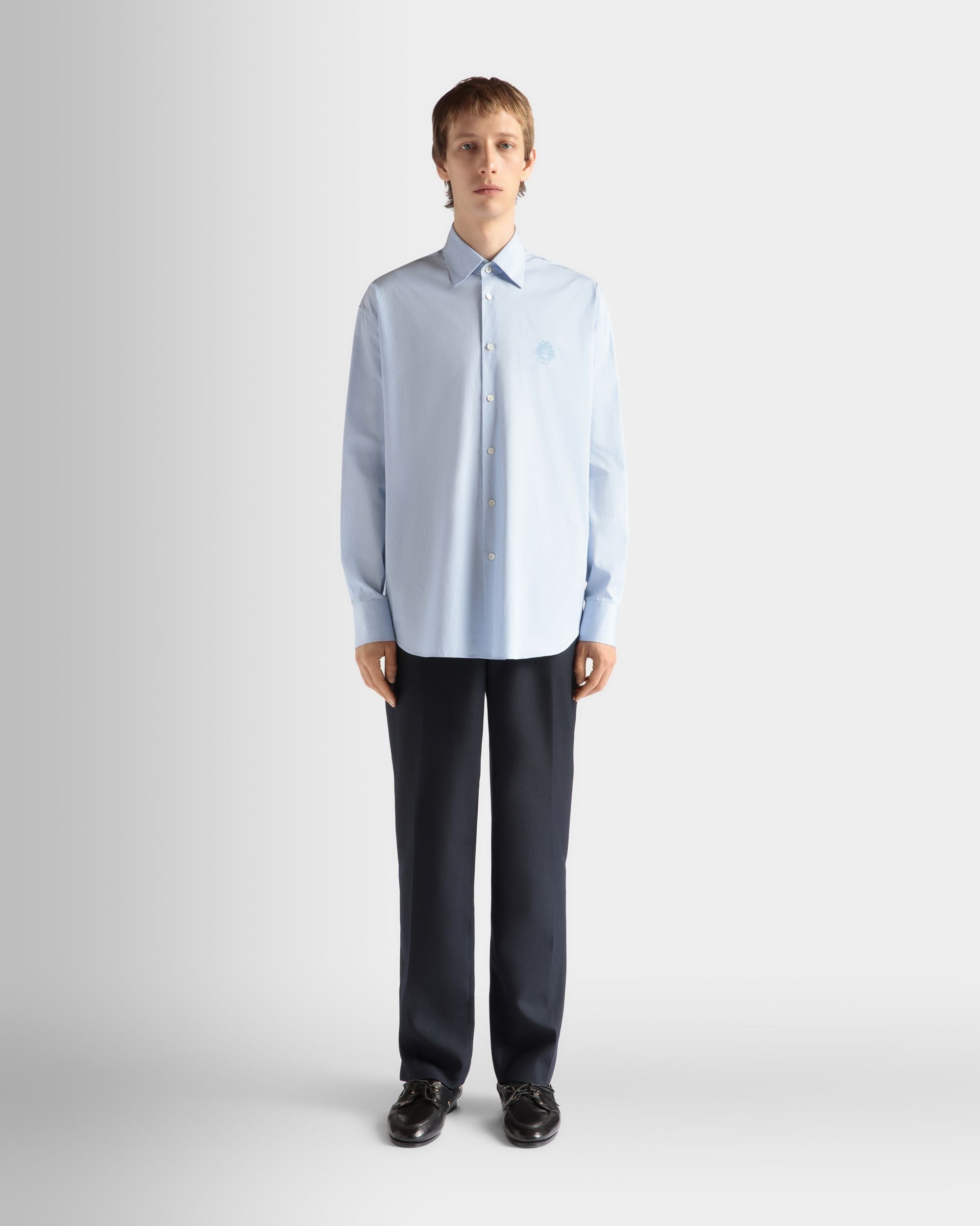 Shirt in Light Blue Cotton - Image 2