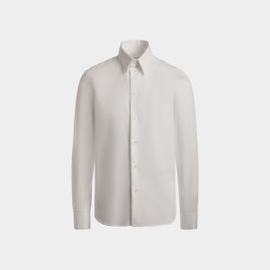 Long Sleeve Shirt In White Cotton