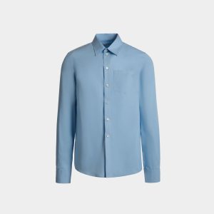 Long Sleeve Shirt In Light Blue Cotton