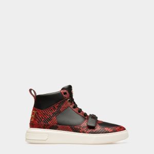 Merryk Leather Sneakers In Bally Red & Black