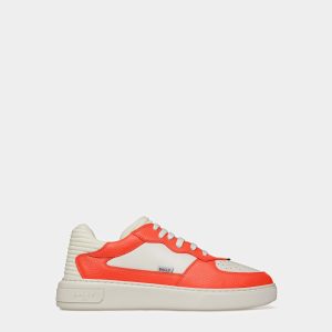 Mark Leather Sneakers In Orange And White