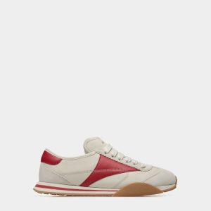 Sussex Sneakers In Dusty White And Deep Ruby Leather