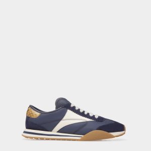Sussex Sneakers In Marine And Bone Leather And Fabric