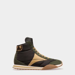 Sussex Sneakers In Green And Black Leather And Fabric