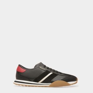 Sussex Sneakers In Black. Bone And Deep Ruby Leather