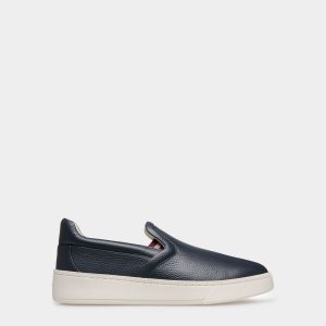 Raise Slip-On Sneaker In Blue Grained Leather