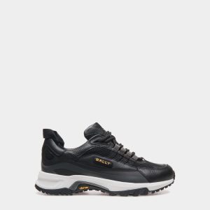 Faster Sneaker in Black Leather and Nylon