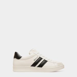 Tennis Sneaker in White and Black Leather