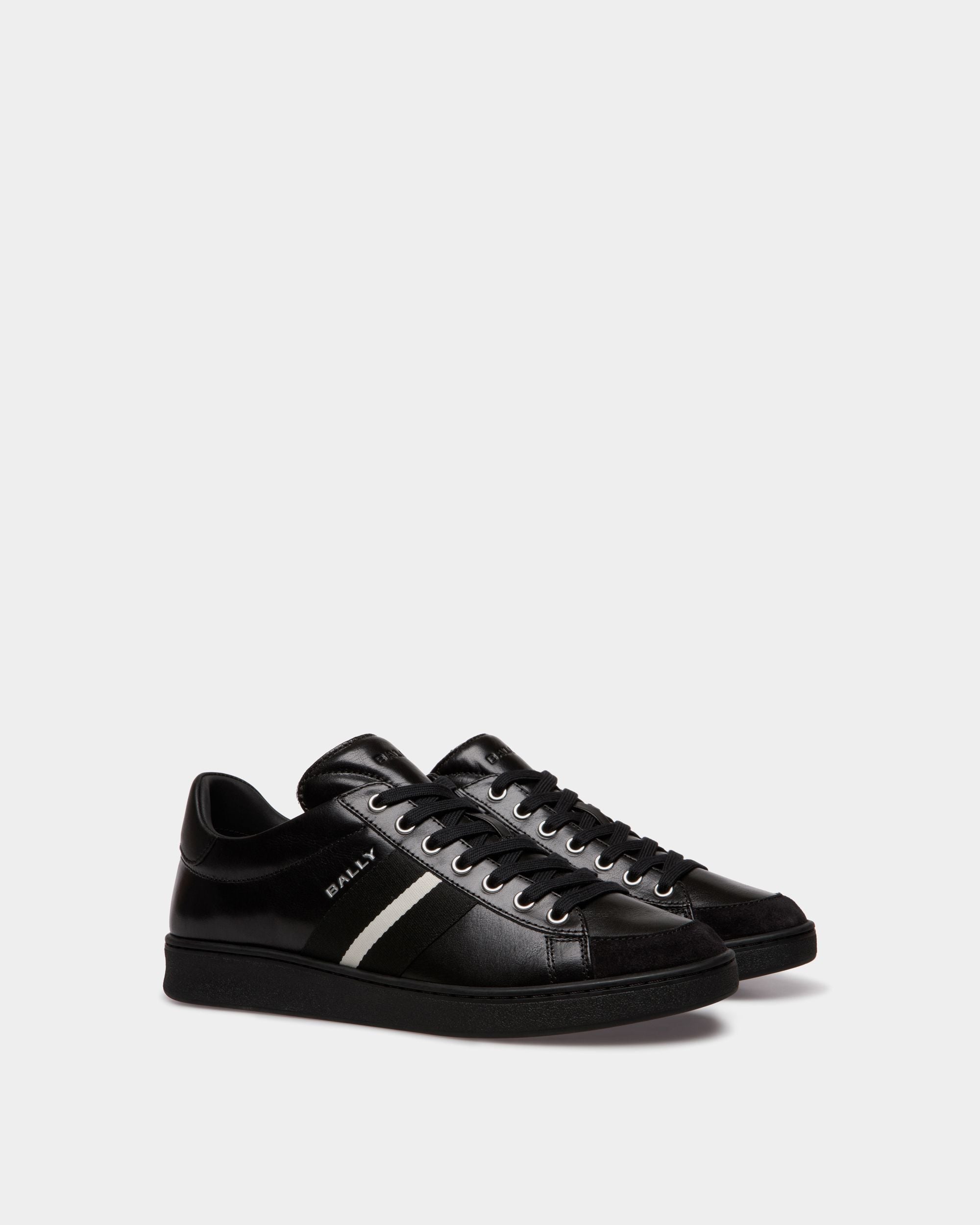 Tennis Sneaker In Black Leather - Image 2