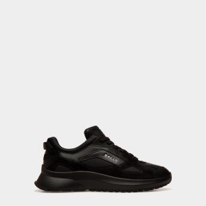 Outline Sneaker in Black Leather and Nylon