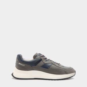 Outline Sneaker in Grey Grained Leather