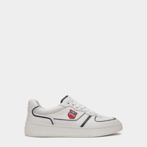 Raise Sneaker in White and Navy Blue Leather