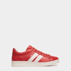Tennis Sneaker In Candy Red And White Leather
